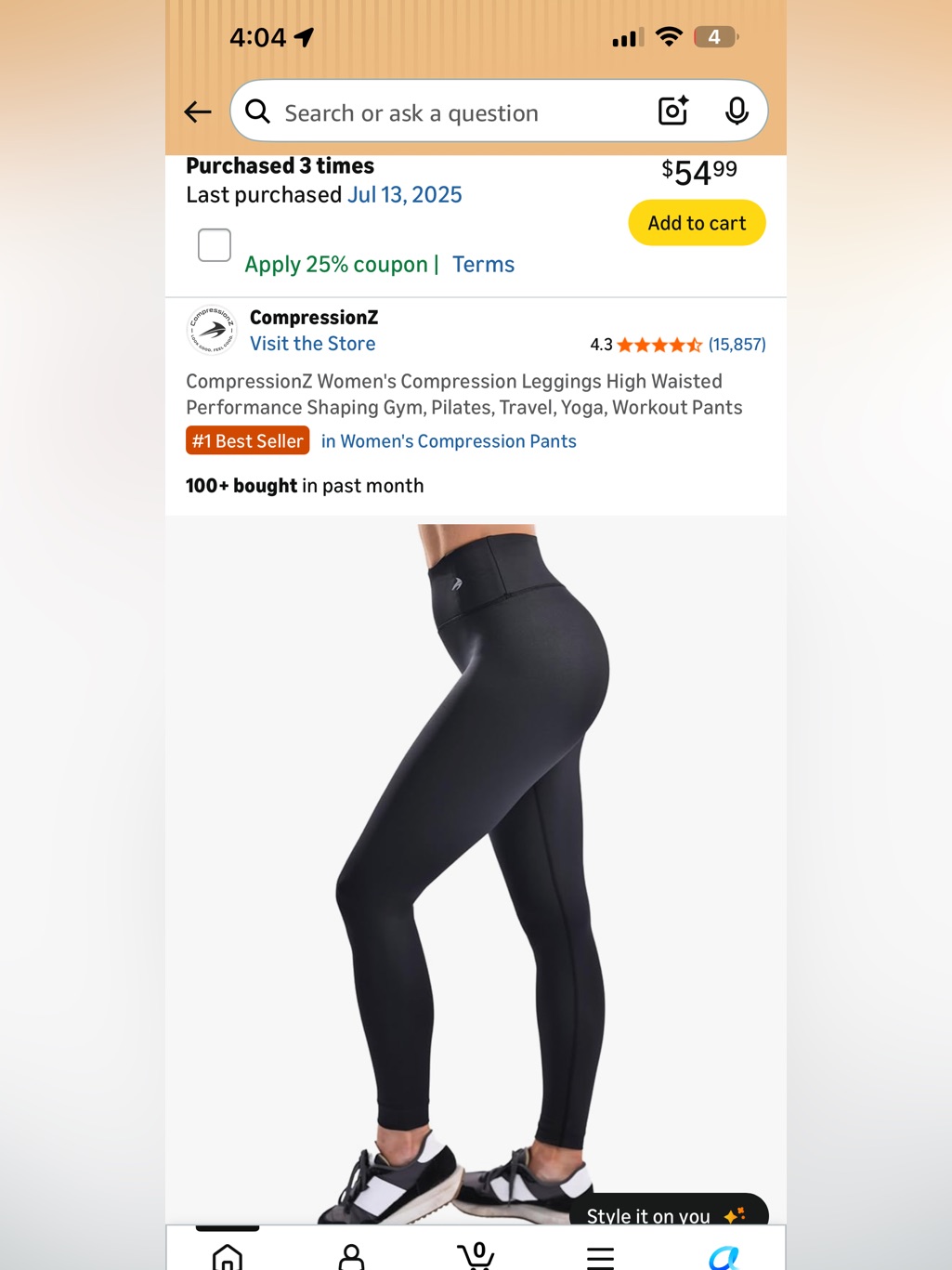 High-Waisted Black Compression Leggings (Have 3 Pairs Total)